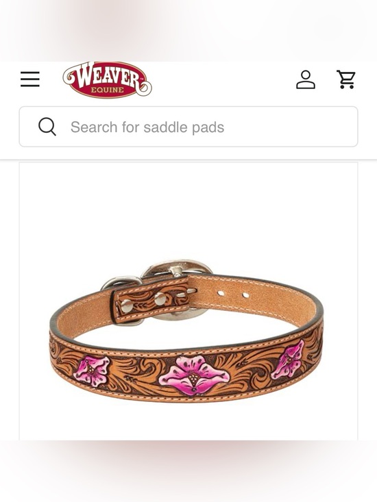 Weavers Other - 🔱Weavers Pink Floral Detailed Tooled Leather Buckle Dog Collar